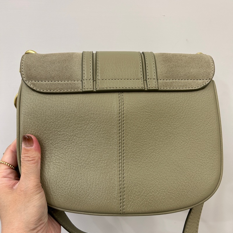 See by Chloe 灰綠牛皮麂皮內雙層斜背包-3