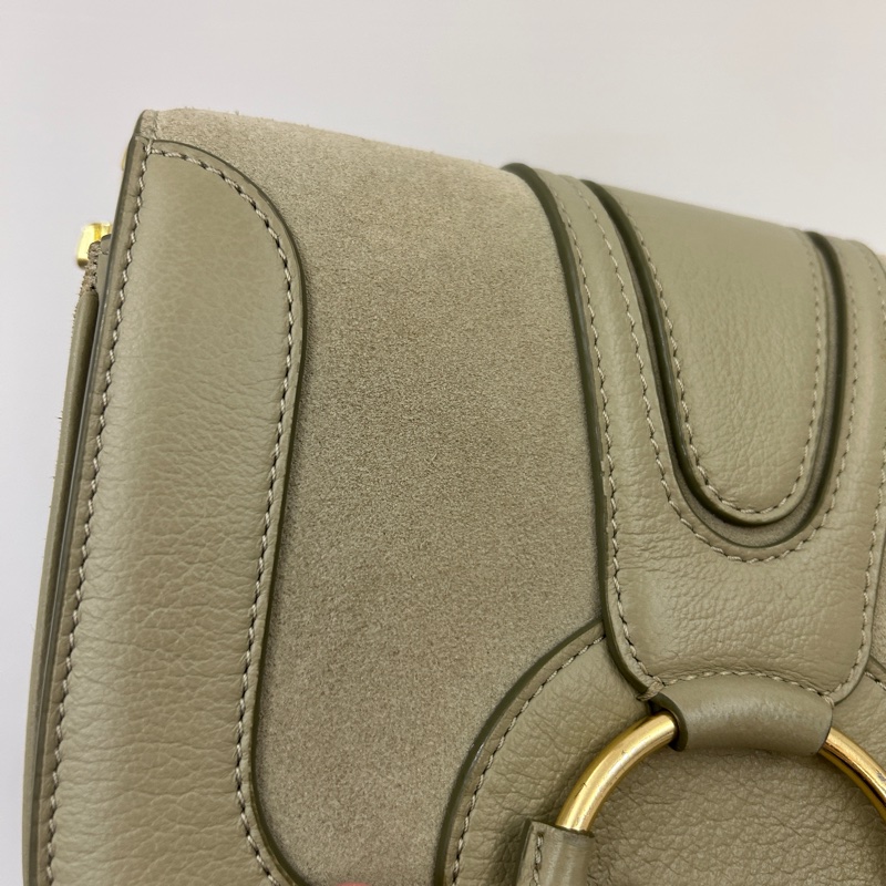 See by Chloe 灰綠牛皮麂皮內雙層斜背包-7