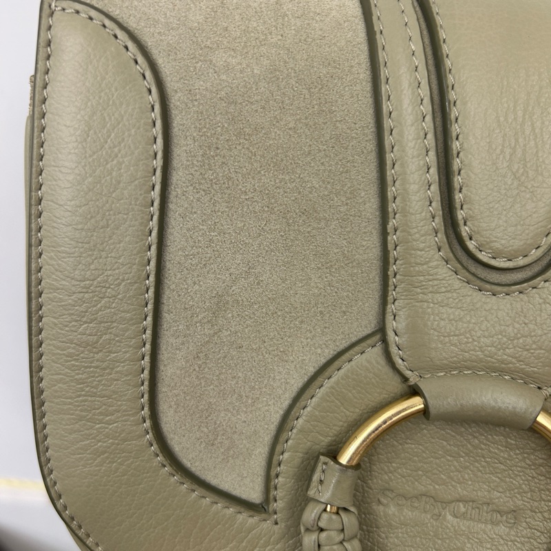 See by Chloe 灰綠牛皮麂皮內雙層斜背包-8