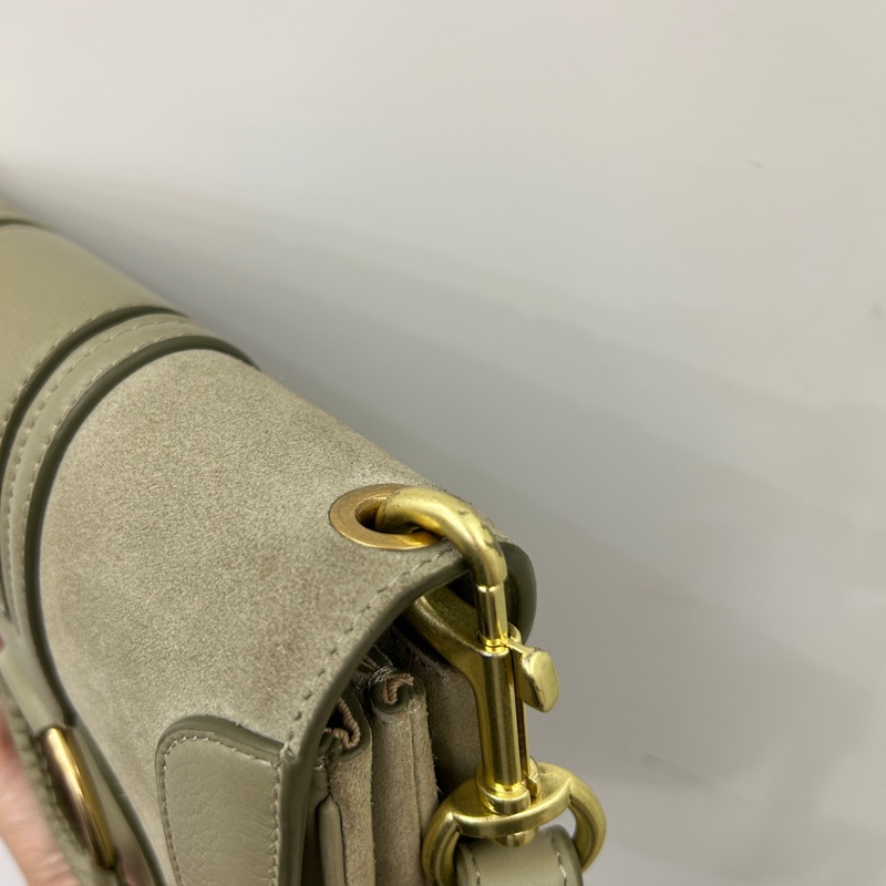 See by Chloe 灰綠牛皮麂皮內雙層斜背包-12