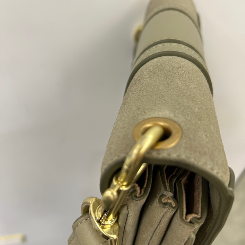 See by Chloe 灰綠牛皮麂皮內雙層斜背包-13