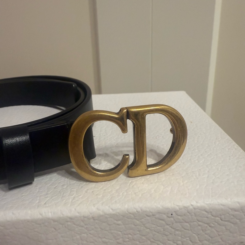 Dior 經典CD logo皮帶 黑金-1
