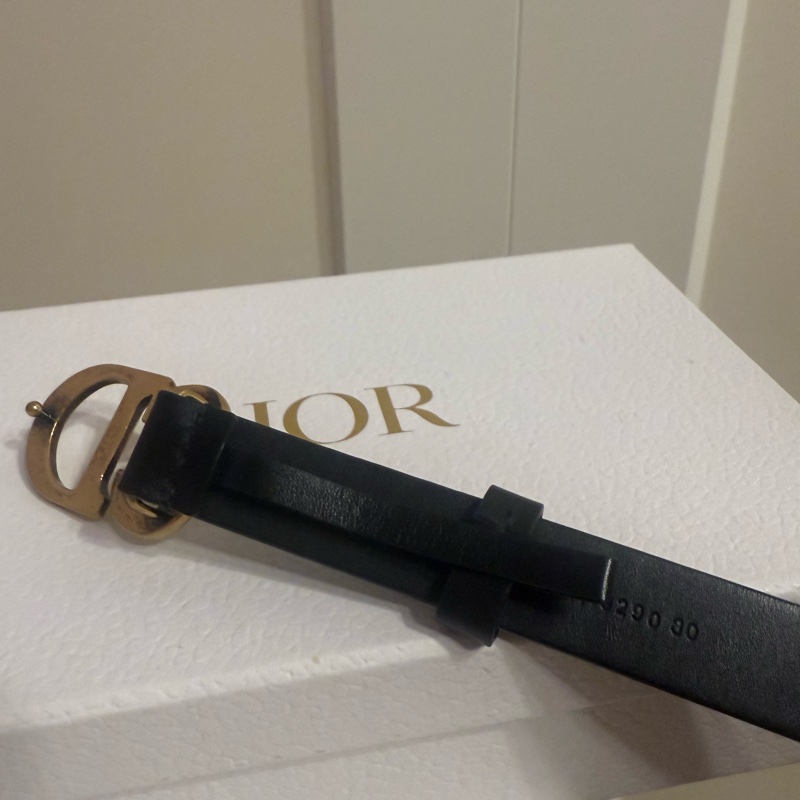 Dior 經典CD logo皮帶 黑金-3