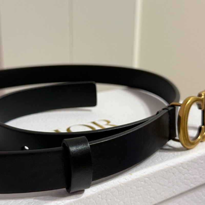 Dior 經典CD logo皮帶 黑金-5