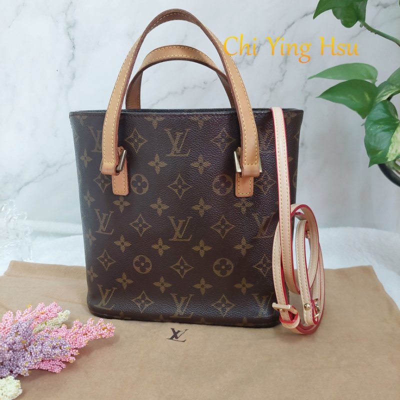 LV Vivian 🎀實品拍照🎀 薇薇安M51172(9成新)小號 菜籃子 手提包 單肩包-2