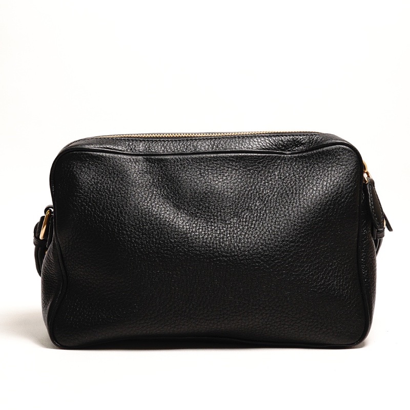 Prada黑金雙層荔紋相機包-1