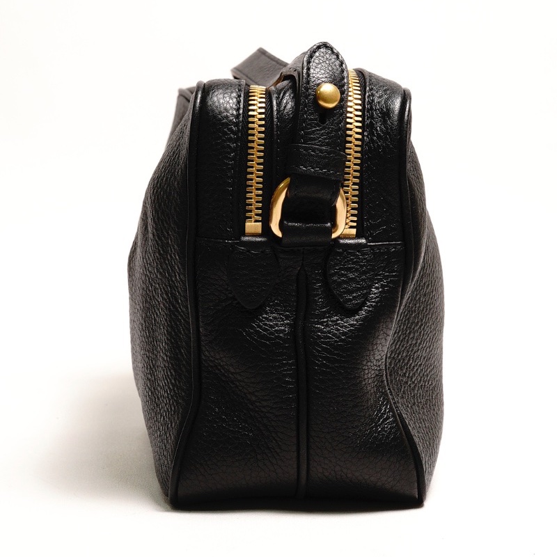 Prada黑金雙層荔紋相機包-4