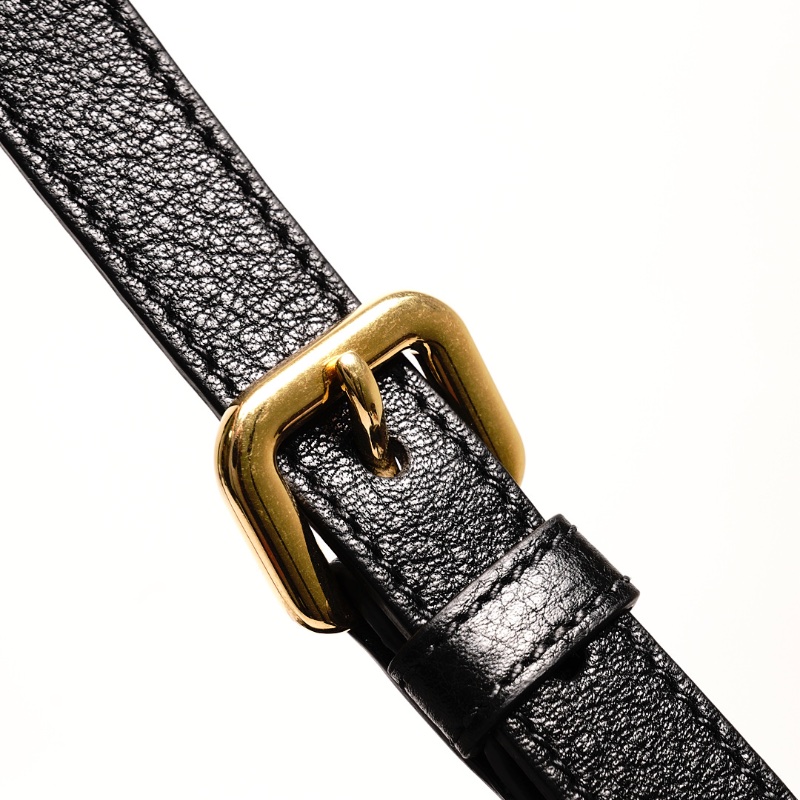 Prada黑金雙層荔紋相機包-11