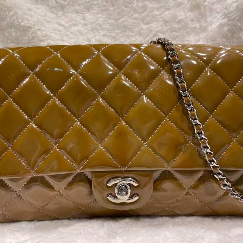 Chanel 漆皮Shoulder Bag銀扣-0