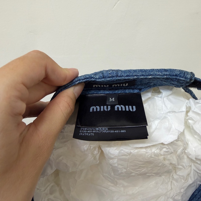 MiuMiu牛仔布棒球帽 藍色 M號-0