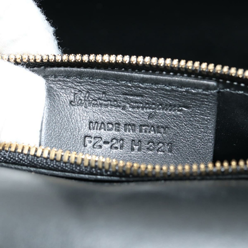 【日本直送】Salvatore Ferragamo Gancini Joan 單肩包,黑色皮革,金色,正品,貨號 149044V-10