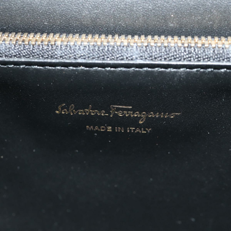 【日本直送】Salvatore Ferragamo Gancini Joan 單肩包,黑色皮革,金色,正品,貨號 149044V-21