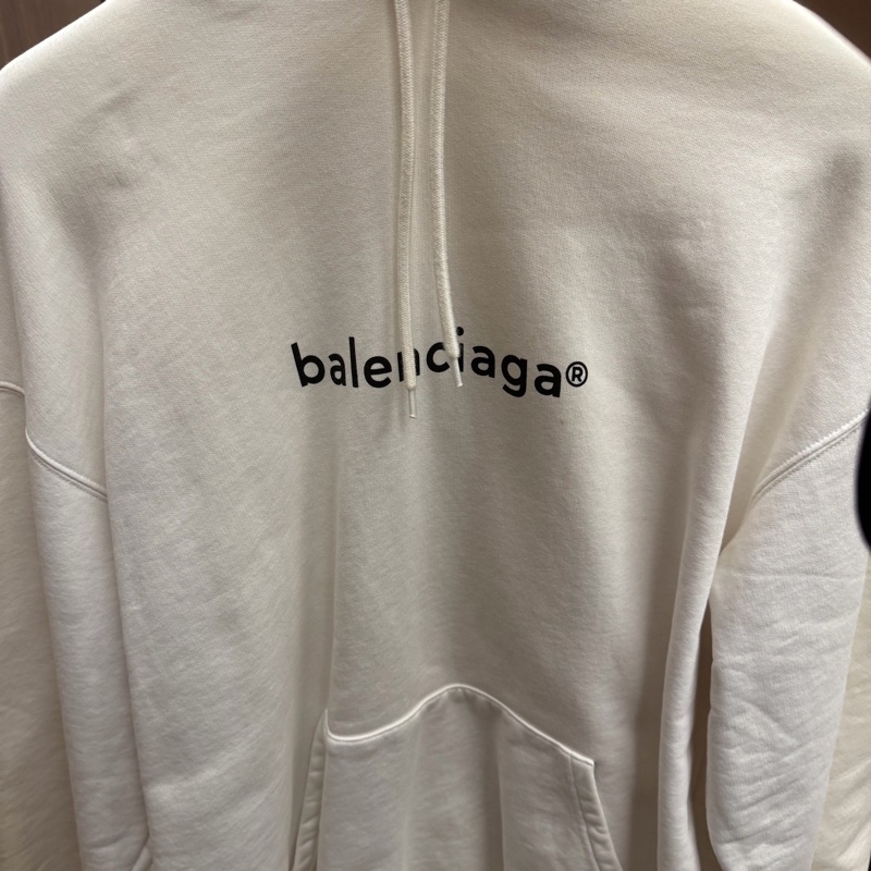 BALENCIAGA男款厚磅白色帽T-1