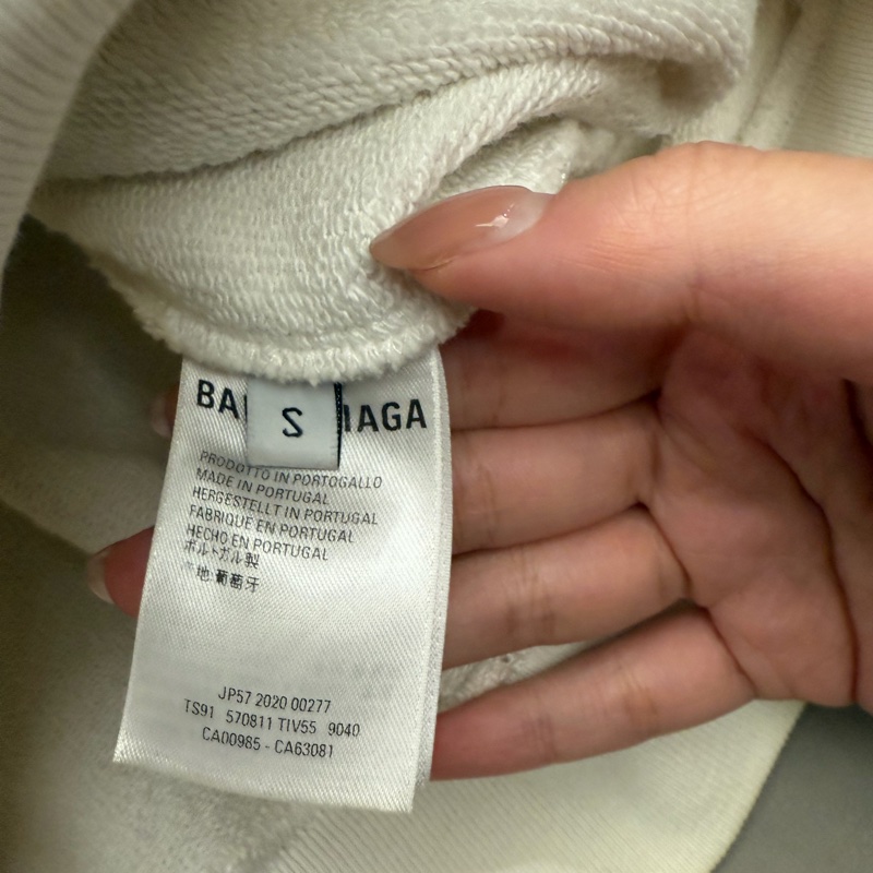 BALENCIAGA男款厚磅白色帽T-2