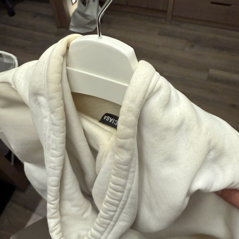 BALENCIAGA男款厚磅白色帽T-10