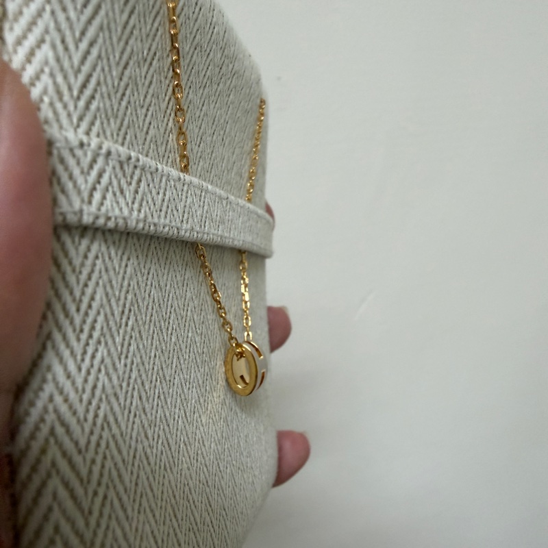 Hermes 愛馬仕 mini pop h項鍊 奶茶金-1