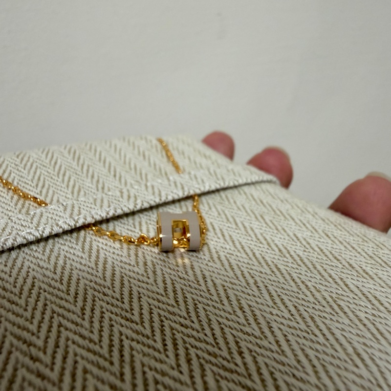 Hermes 愛馬仕 mini pop h項鍊 奶茶金-4