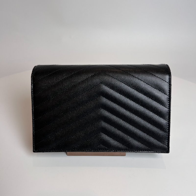 全新品 YSL 742920黑魚子醬WOC金鍊包-1