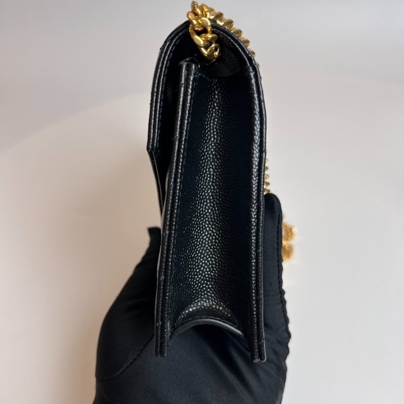 全新品 YSL 742920黑魚子醬WOC金鍊包-2