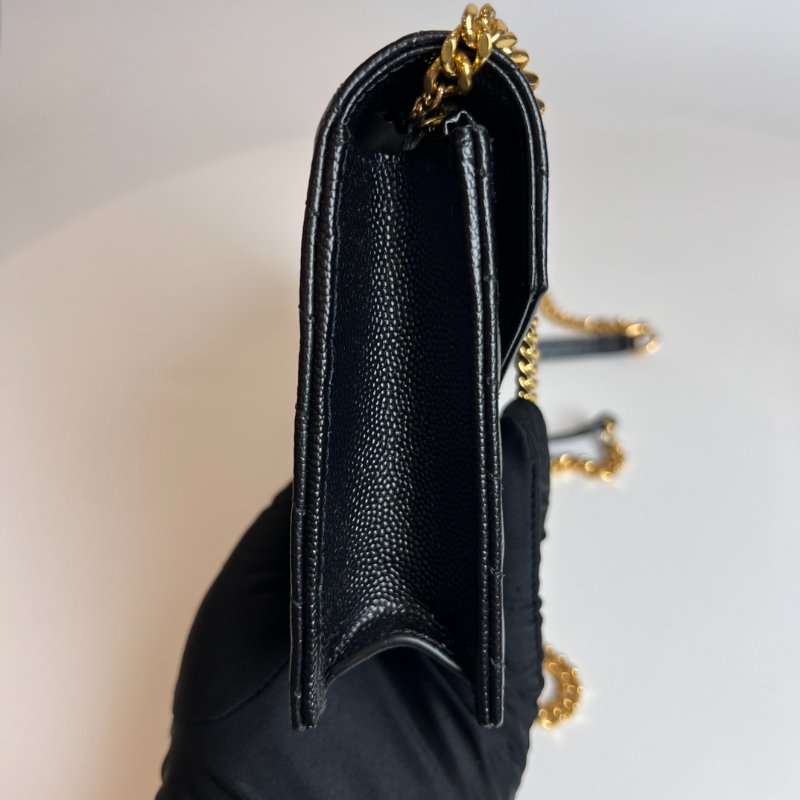全新品 YSL 742920黑魚子醬WOC金鍊包-3