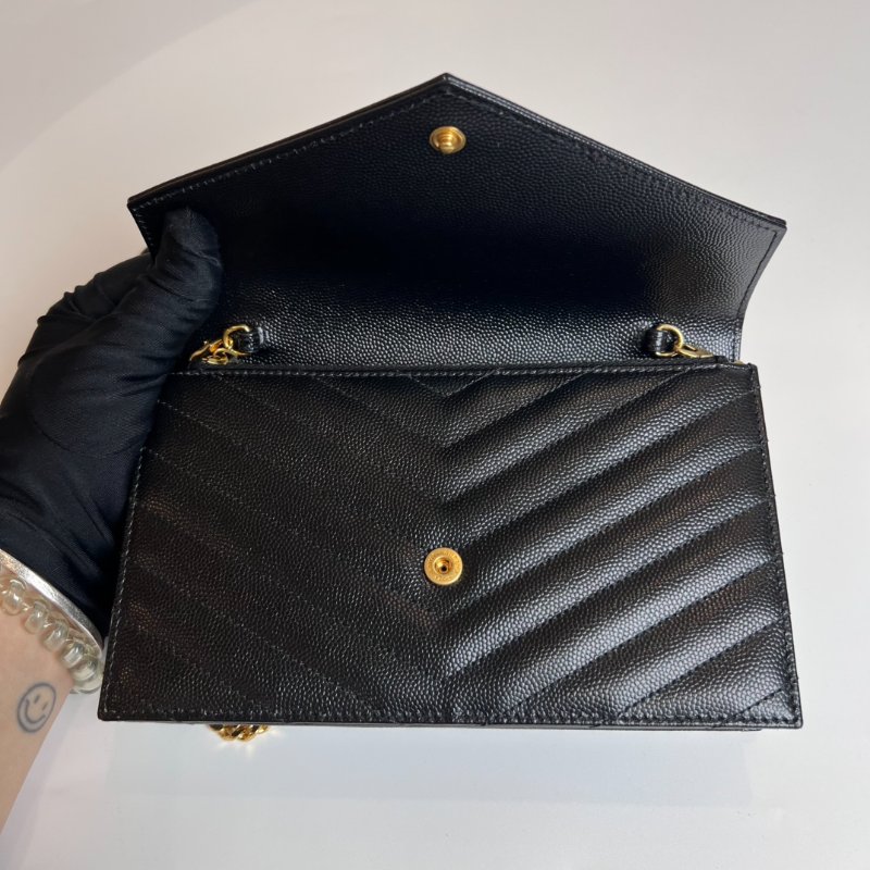 全新品 YSL 742920黑魚子醬WOC金鍊包-5