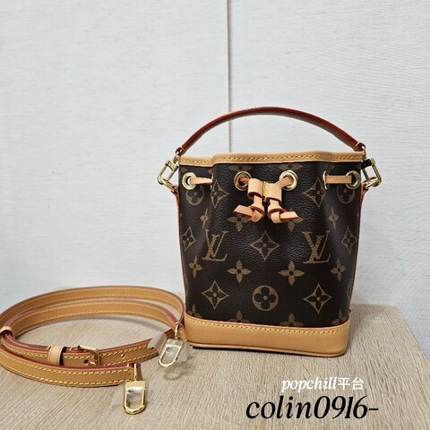[品況新❣️] LV老花金釦NanoNoe手提斜背水桶包
