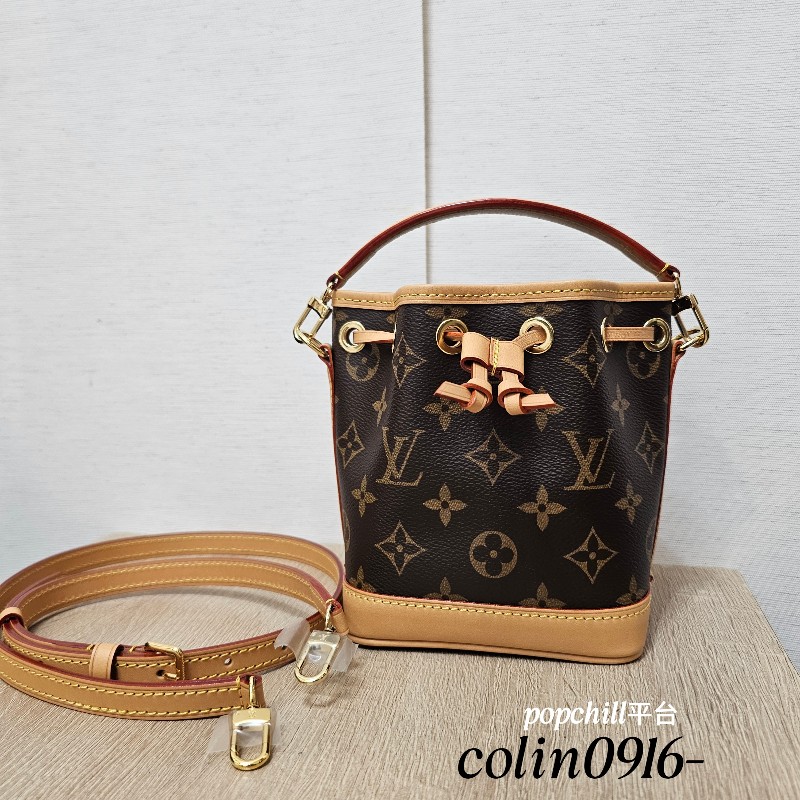 [品況新❣️] LV老花金釦NanoNoe手提斜背水桶包-0