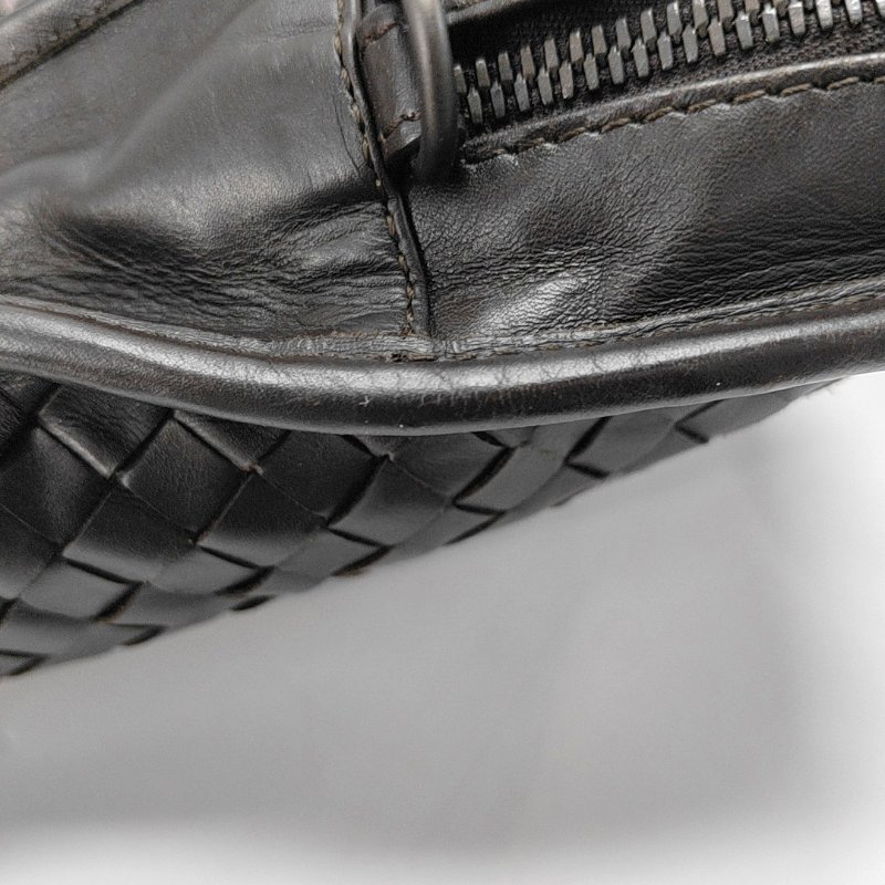 BOTTEGA VENETA 深棕色牛皮編織斜挎包手提包單肩包 黑色五金 可拆卸肩帶-10