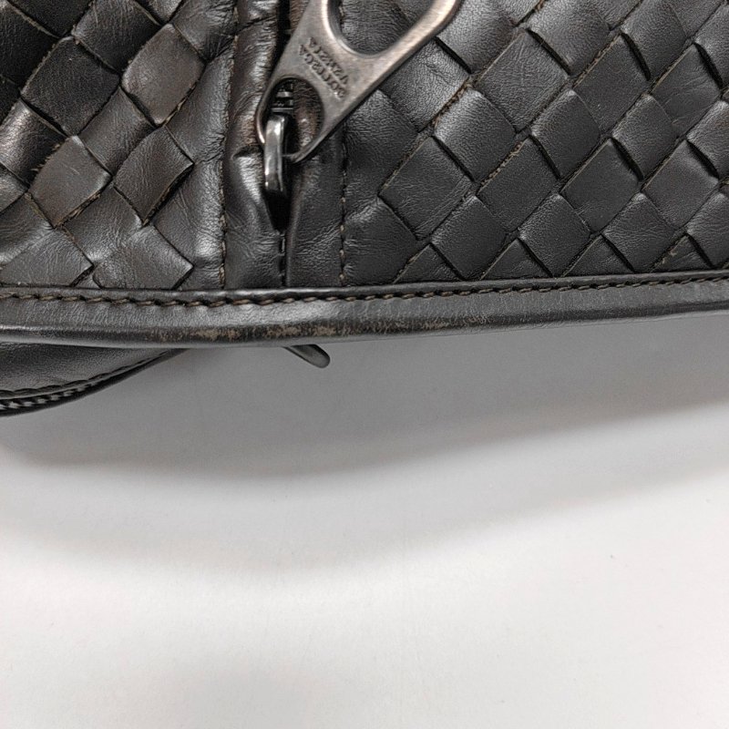 BOTTEGA VENETA 深棕色牛皮編織斜挎包手提包單肩包 黑色五金 可拆卸肩帶-11