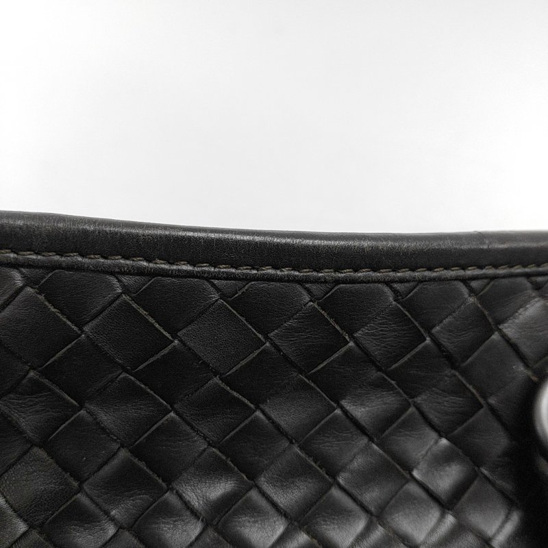 BOTTEGA VENETA 深棕色牛皮編織斜挎包手提包單肩包 黑色五金 可拆卸肩帶-12