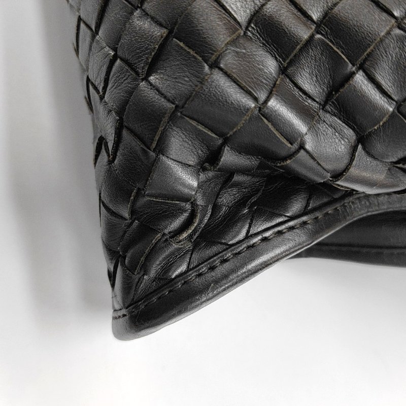 BOTTEGA VENETA 深棕色牛皮編織斜挎包手提包單肩包 黑色五金 可拆卸肩帶-13