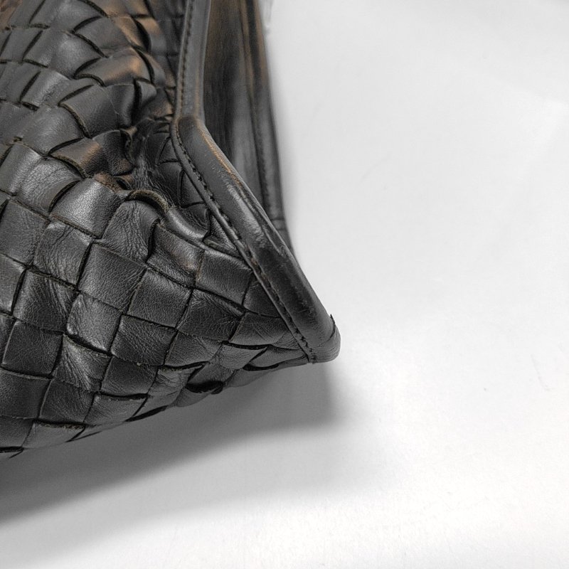 BOTTEGA VENETA 深棕色牛皮編織斜挎包手提包單肩包 黑色五金 可拆卸肩帶-14