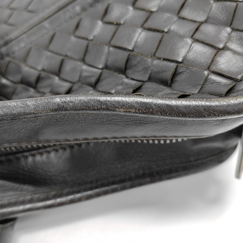 BOTTEGA VENETA 深棕色牛皮編織斜挎包手提包單肩包 黑色五金 可拆卸肩帶-16