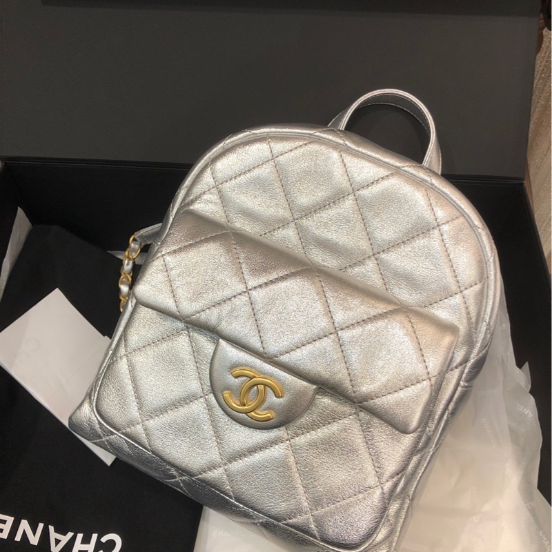 Chanel 香奈儿25k 银色双肩包 芯片款 25年-0
