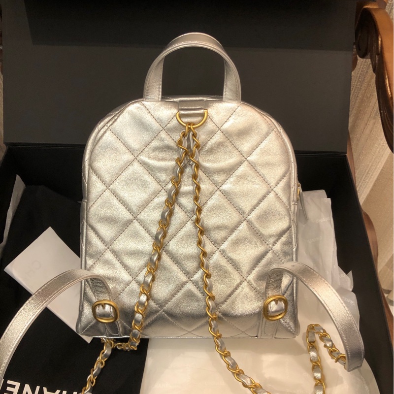 Chanel 香奈儿25k 银色双肩包 芯片款 25年-1