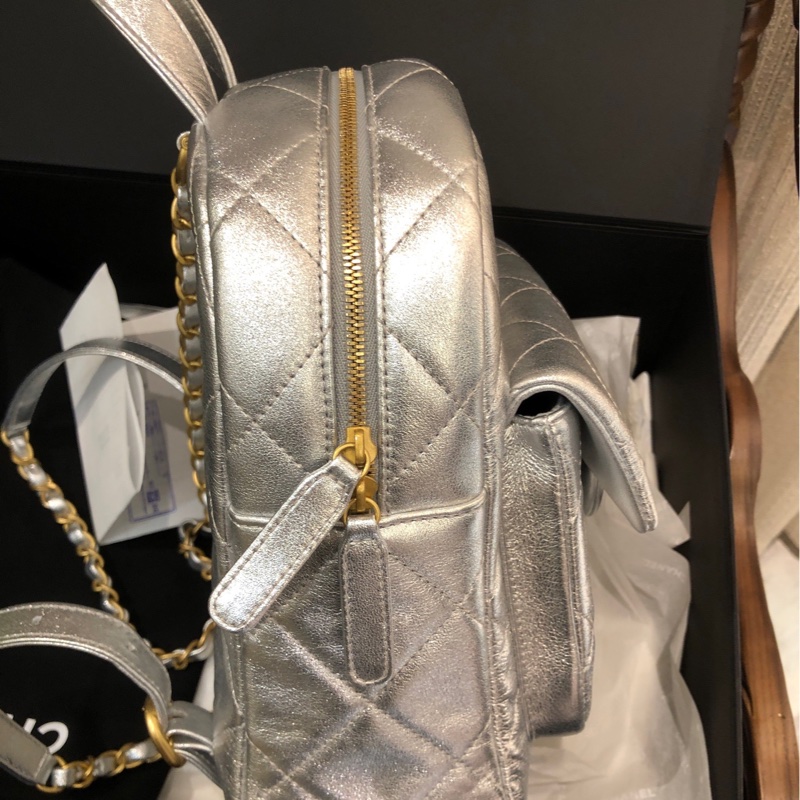 Chanel 香奈儿25k 银色双肩包 芯片款 25年-5