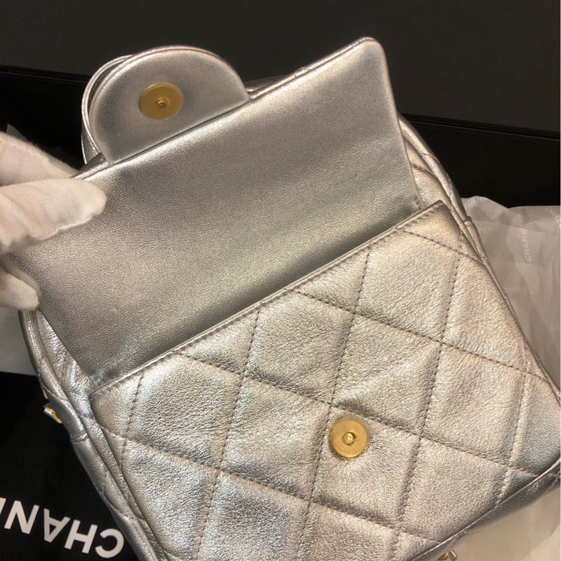 Chanel 香奈儿25k 银色双肩包 芯片款 25年-8