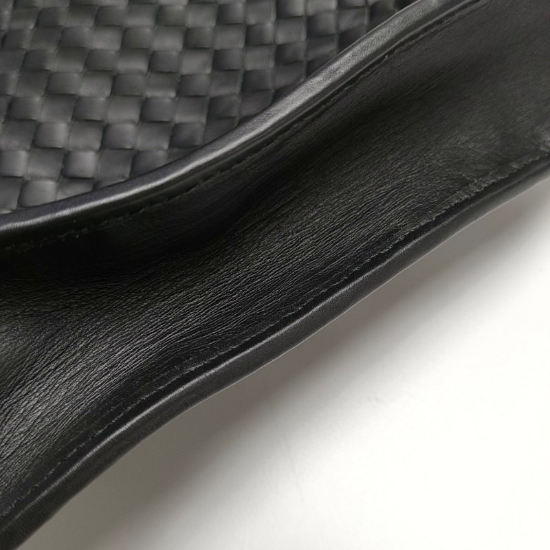 BOTTEGA VENETA 黑色牛皮編織斜挎包手提包單肩包 黑色五金 可拆卸肩帶-12