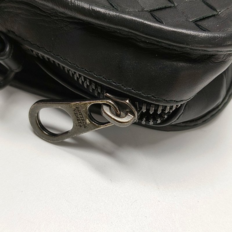 BOTTEGA VENETA 黑色牛皮編織斜挎包手提包單肩包 黑色五金 可拆卸肩帶-17