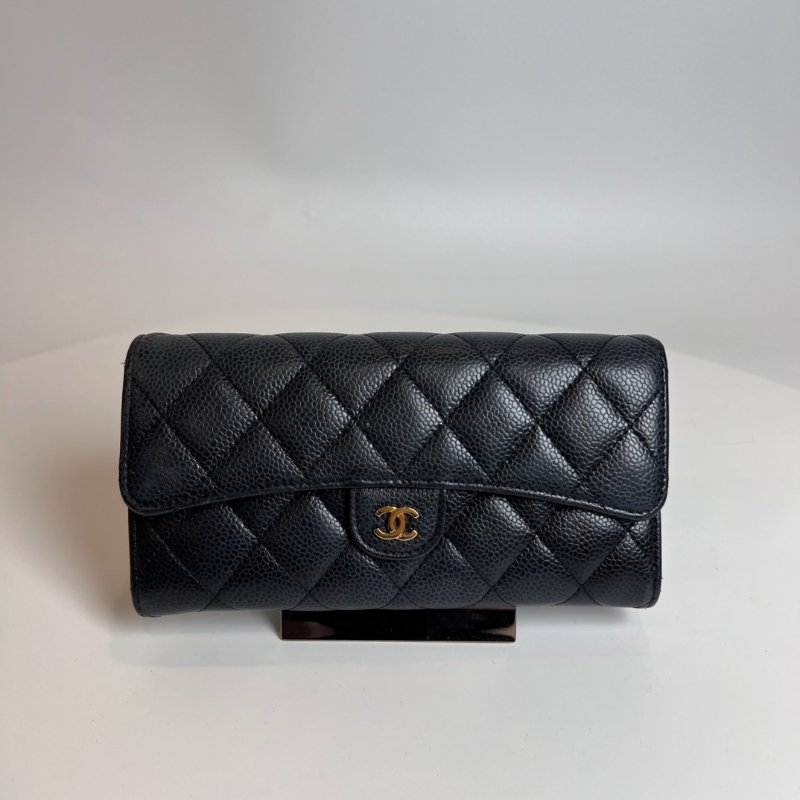 CHANEL CF長夾荔枝黑27開-0