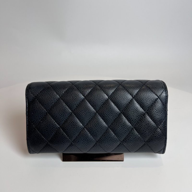 CHANEL CF長夾荔枝黑27開-1