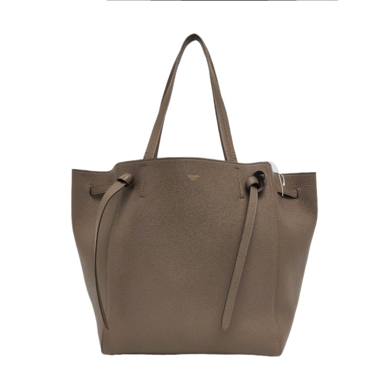 CELINE CABAS PHANTOM 小號大象灰牛皮手提包單肩包 金色五金-0