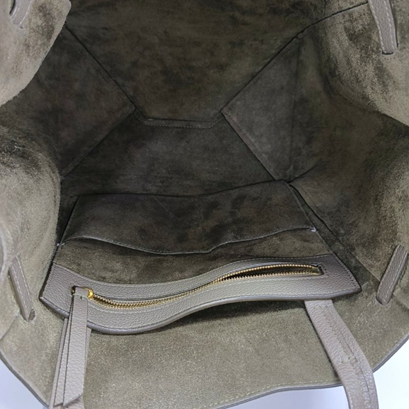 CELINE CABAS PHANTOM 小號大象灰牛皮手提包單肩包 金色五金-5