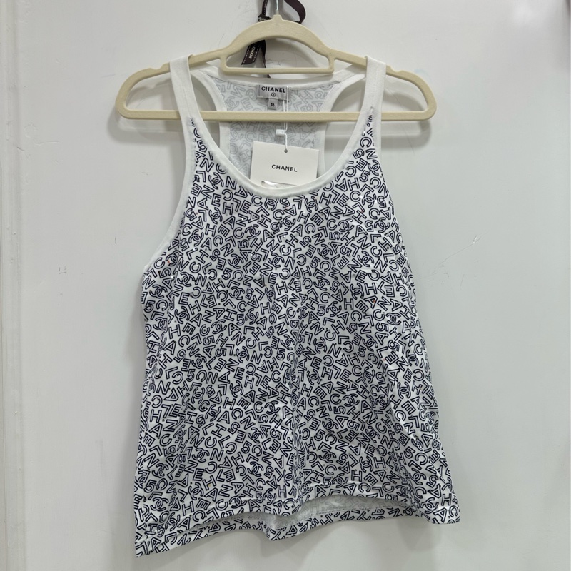 Chanel 香奈兒新款滿印字母logo 珠片背心 36 碼 扣包-0
