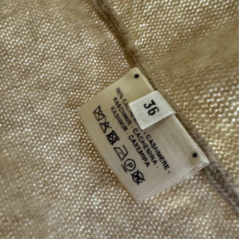 Hermes愛馬仕 山羊絨套頭針織衫 米色拼駝色 36 碼-2