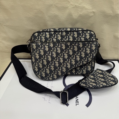 Dior 老花刺绣马鞍包三合一 斜挎包