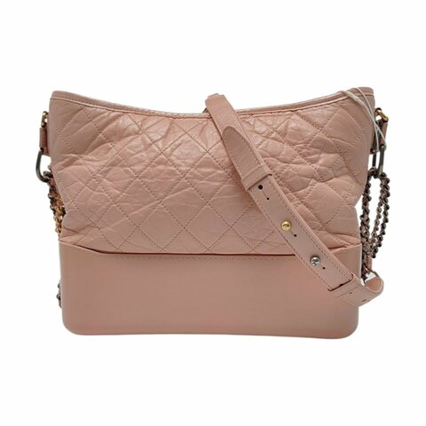 CHANEL GABRIELLE 中號 粉色牛皮菱格紋縫製流浪包