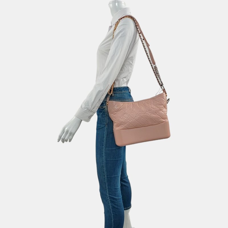 CHANEL GABRIELLE 中號 粉色牛皮菱格紋縫製流浪包-1