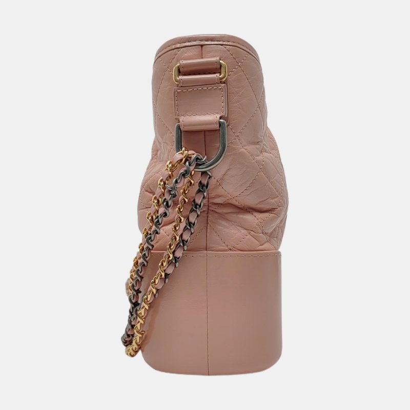 CHANEL GABRIELLE 中號 粉色牛皮菱格紋縫製流浪包-3