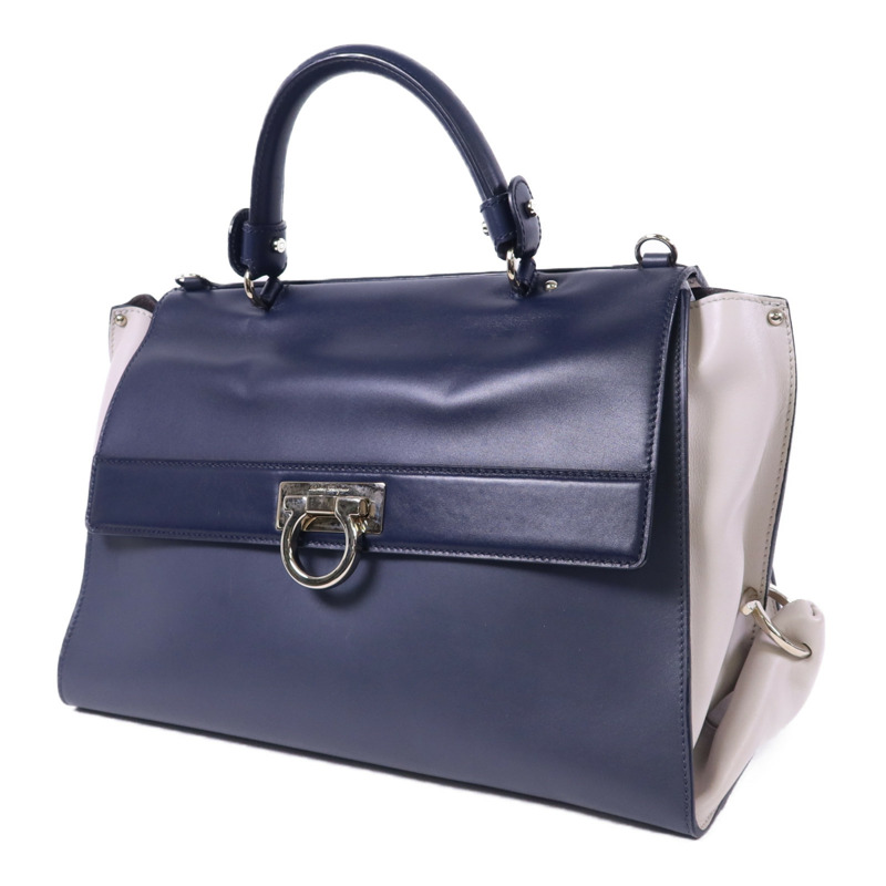 Salvatore Ferragamo 牛皮皮革2 Way Shoulder Bag銀扣手挽肩背兩用袋-2
